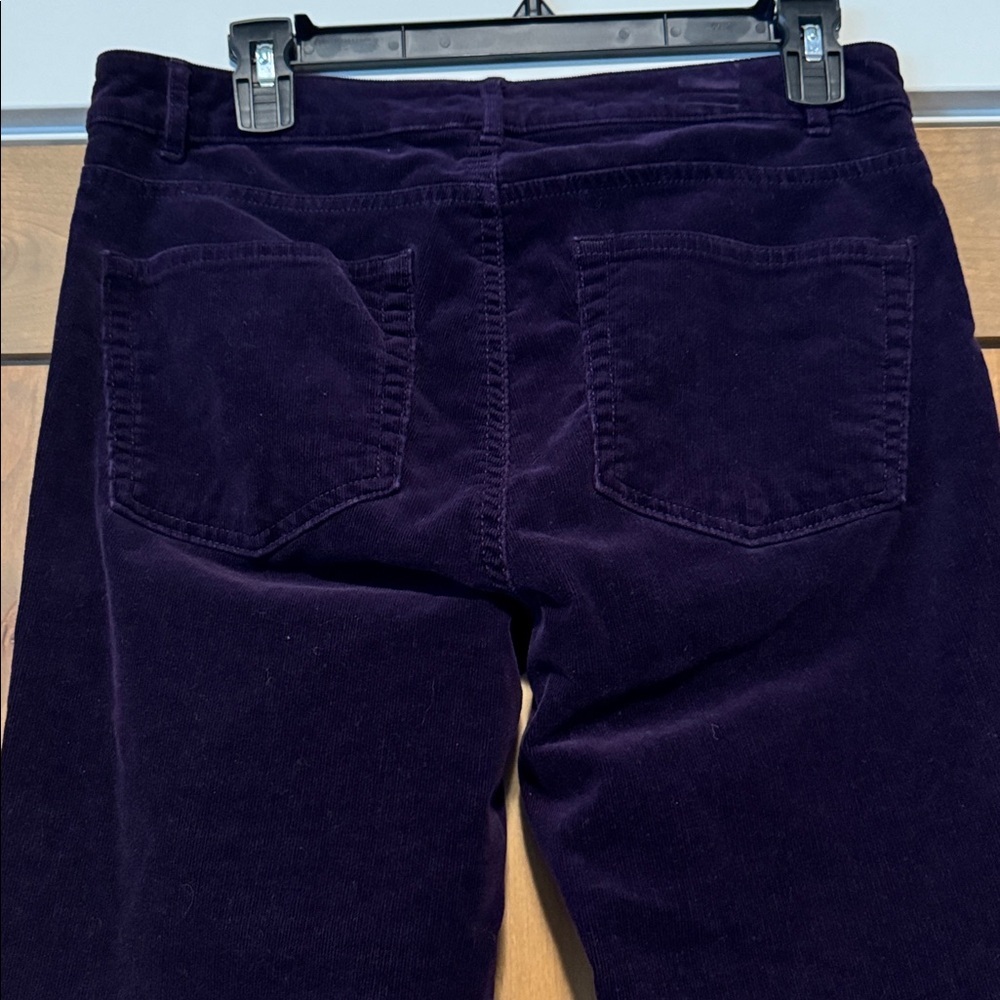 Dark Purple CHAPS Denim Velvety Corduroy Pants Womens 8 Straight leg high waist - Picture 4 of 9